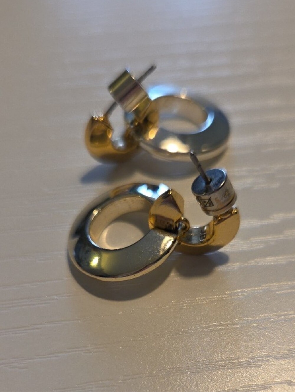 Jenny Bird Two-Tone Gold and Silver Circular Drop Earrings - Picture 2 of 3